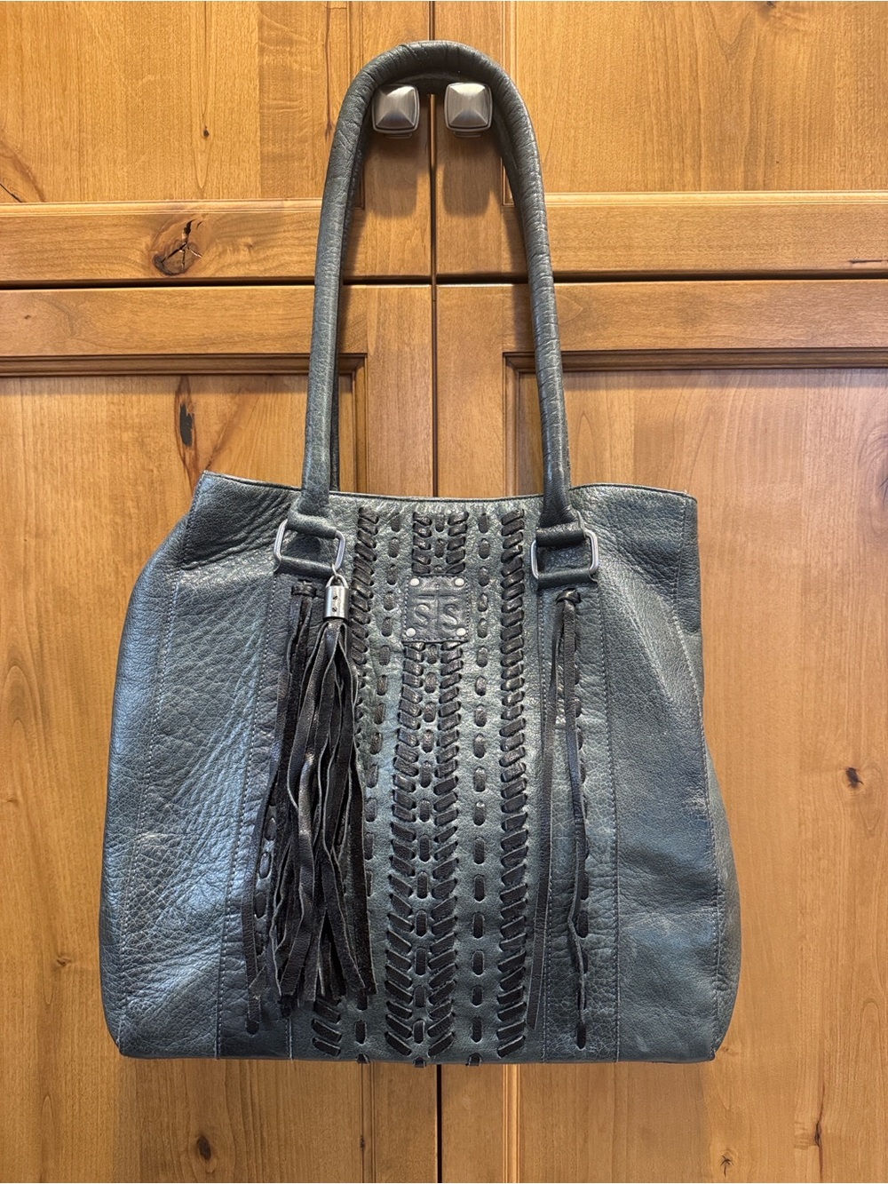 STS Ranchwear Dark Green Leather Shoulder Bag with Fringe